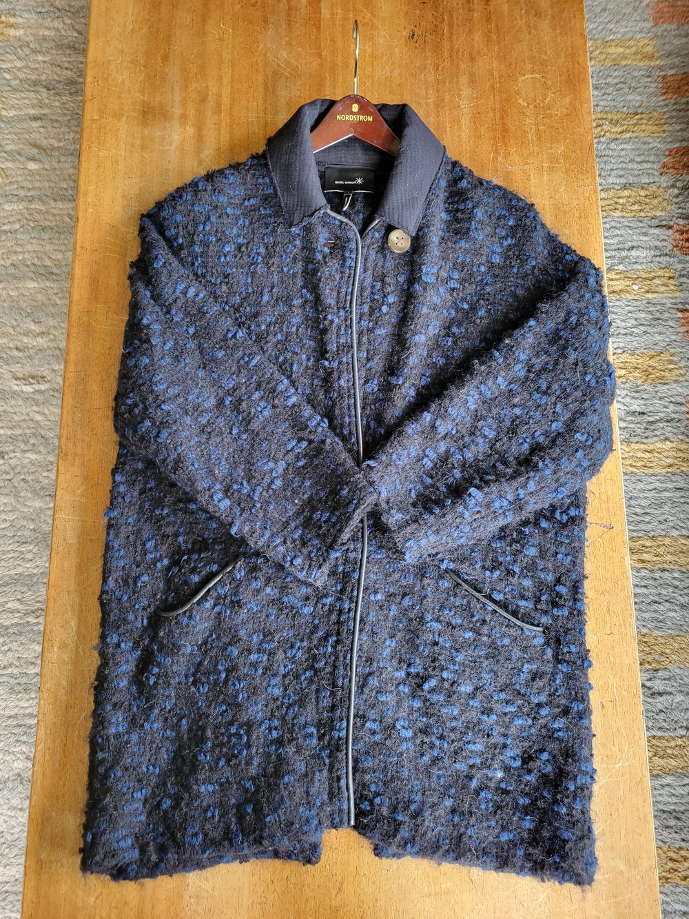 Isabel Marant Navy Textured Zip-Up Coat